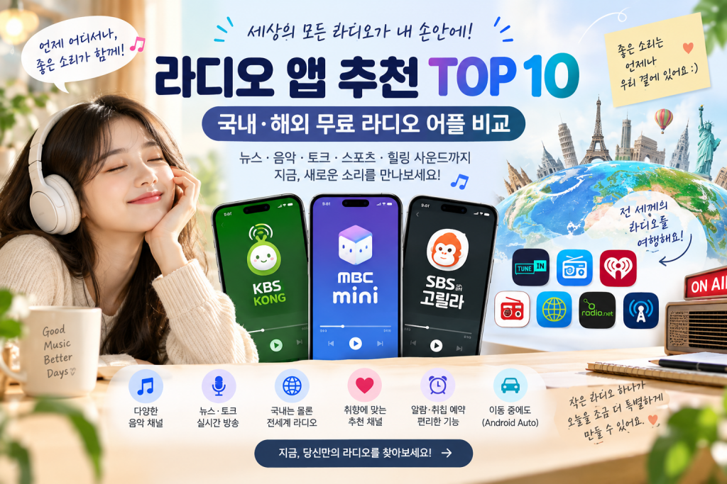 라디오 앱 추천 국내 해외 라디오 어플 비교